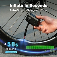 Mini pompe à vélo électrique 120 PSI, pompe à vélo portable avec manomètre et arrêt automatique, rechargeable par USB-C, pour vélo de route, VTT et moto