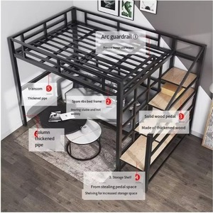 Lit superposé moderne et minimaliste transfrontalier avec bureau intégré, lit mezzanine double multifonctionnel pour petites maisons et - Product Image 2