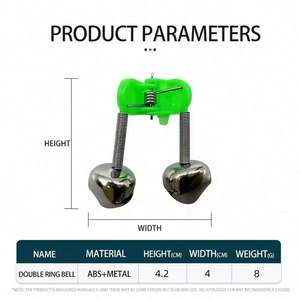 Nuevo al por mayor USA Mairun Modelo 823 Alarma doble para cañas de pescar con clip de resorte verde/rojo para pesca en el mar, campanas de plástico y metal - Product Image 6