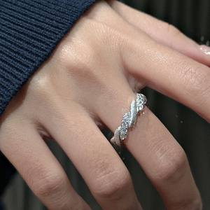 Bague en argent pur S925, fabrication italienne brossée, incrustée, tendance, plaqué or 18 carats, simple, basique, à la mode, personnalisée, vente en gros - Product Image 2