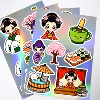 Autocollants décoratifs en vinyle brillant UV imprimés de dessins animés, forme personnalisée, autocollants décoratifs pour cadeaux et décorations de fête pour enfants