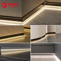 Plinthes murales décoratives en aluminium lumineuses à LED de conception moderne, plinthes de sol, bordures métalliques
