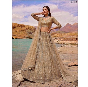 <b>Top</b> Quality Golden Heavy <b>Net</b> Lehenga Choli With Premium Embroidery Work For Bridal And Wedding Wear Available at Best Price - Product Image 1