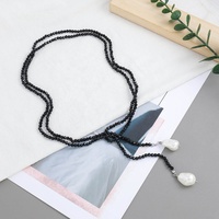 Collier de mode baroque pour femme, chaîne longue en cristal noir pointu, imitation perle, style baroque