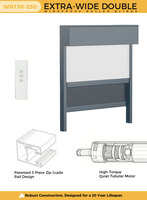 Persianas enrollables dobles WR150-220 a prueba de viento con toldo integrado, bloqueo UV, motor a batería de litio, persiana enrollable motorizada para exteriores