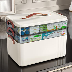 Caja de almacenamiento de Medicina de primeros auxilios portátil de gran capacidad para el hogar, caja de medicina transparente grande de plástico portátil multicapa - Product Image 1