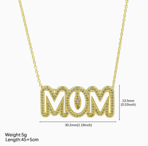Collana con Ciondolo LOVE/MAMA/MOM in Zirconi Placcati Oro 18k, Gioiello di Lusso per la Festa della Mamma - Product Image 5