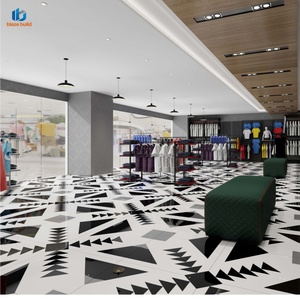 Nuevo Producto: Azulejo de Porcelana Geométrico de Lujo Moderno 800x800mm Negro Blanco Dorado Tallado <span class=keywords><strong>para</strong></span> Vestíbulo de Hotel y Baño - Product Image 5