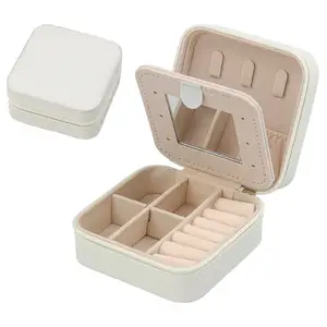 Hot Sale Mini Jewelry Display Box Organizer Portable Luxury Jewelry Storage Box Leather Small Travel Jewelry Case Wholesale