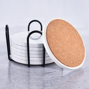 Cork Coaster Blank Wholesale Sandstone Coasters Promotional Sublimation Ceramic Round Blanks Coasters With Cork Back