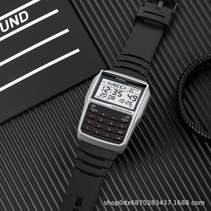 นาฬิกาเครื่องคิดเลขดิจิตอลอเนกประสงค์ทันสมัย สมุดบันทึกเบอร์โทรศัพท์ นาฬิกาอิเล็กทรอนิกส์สายพลาสติกแบบเรืองแสงสไตล์เรโทรสำหรับเล่นกีฬา - Product Image 4