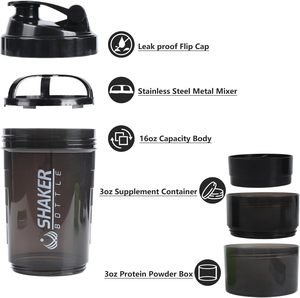 Borraccia Shaker Personalizzata per Proteine, Borraccia Sportiva Antigoccia per Mixer Proteine, Antiscivolo a 3 Strati con Vano Porta Pillole - Product Image 2