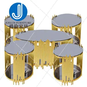 Çin tedarikçisi altın paslanmaz çelik siyah temperli cam modern tasarım sehpa çay masası modern merkezi masa