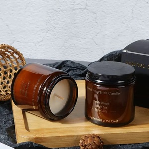 Velas Aromáticas de Lujo en Tarro Marrón de 3.5 oz, Marca <span class=keywords><strong>Privada</strong></span> OEM, Cera de Soja, Aceites de Fragancia, Aromaterapia, con Tapa de Metal Negra - Product Image 3