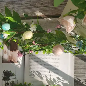 Guirlande d'œuf pour décoration de pâques, m, en mousse artificielle, à paillettes, guirlande de fleurs sauvages