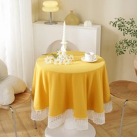 Nappe ronde en coton uni réutilisable, style INS, directement de l'usine, simple et mignonne, en pur coton, pour la décoration de table à manger domestique