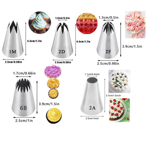 Stainless Steel Piping Tips Set 1M 2D 2F 6B 2A Reusable For Cake Decorating Butter Icing - Product Image 1