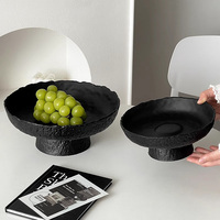 Assiette de fruits noirs mats de luxe Assiette de fruits secs pour salon Snack Plateau de service avec base