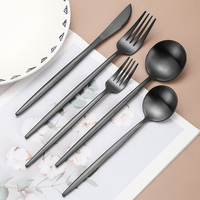 Ensemble de 20 couverts noirs en acier inoxydable, cuillères à miel, mini-cuillères, ensemble de couverts, ustensiles de restaurant, vente chaude transfrontalière