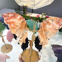 Vente en gros de quartz de feu sculpture sur cristal aile de papillon en cristal de guérison aile de papillon pour la décoration