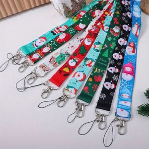 Lanière personnalisée en tissu de Noël avec fermoir mousqueton pour badges d'identification, téléphones, clés – Cadeau idéal pour les fêtes - Product Image 2