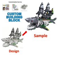 Blocs de construction personnalisés en forme de requin en gros ; Emballage personnalisable avec logo disponible ; Services OEM, ODM et OBM pris en charge