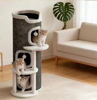 Arbre à chat cylindrique multi-niveaux avec griffoir en corde de sisal, maisonnette, grotte et lit pour chat d'intérieur, mobilier pour animaux de compagnie, en gros