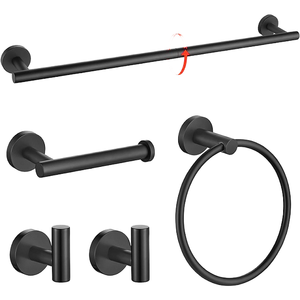 Porte-serviettes mural rond intelligent en acier inoxydable noir pour salle de bain - Product Image 3