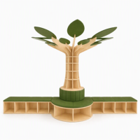Meubles de garderie préscolaire, bibliothèque en bois Montessori en forme d'arbre pour la maternelle, la crèche, les enfants en bas âge