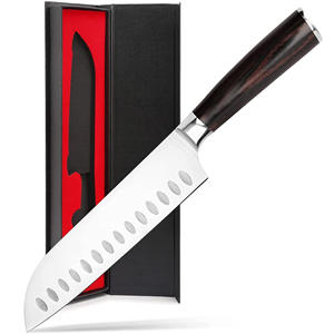 Cuchillo de chef Santoku de acero inoxidable de 7 pulgadas de Alemania con mango Pakkawood, cuchillo de cocina de hoja de 67 capas - Product Image 6