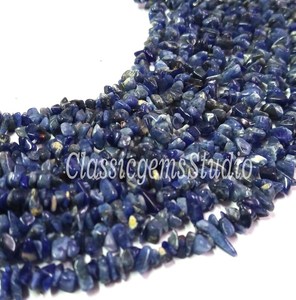Collier de perles en sodalite naturelle, irrégulières, non taillées, en forme de pépites, 32 pouces - Product Image 5