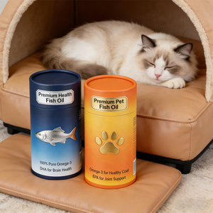 Boîte <span class=keywords><strong>en</strong></span> papier écologique de qualité alimentaire pour capsules d'huile de poisson, tube de complément alimentaire pour animaux de compagnie, emballage personnalisé imprimé - Product Image 4