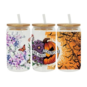 Vasos de cerveza de vidrio de 16 oz, diseño de ciervo de la serie Midnight Nightmare, envolturas para vasos con impresión UV DTF, pegatinas para vasos con diseño de esqueleto para fiestas. - Product Image 2