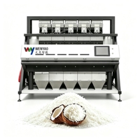 Machine de tri chromatique haute précision pour flocons/poudre de noix de coco, pour l'élimination des impuretés, utilisée dans le processus alimentaire, avec éléments en contact alimentaire en acier inoxydable SS304