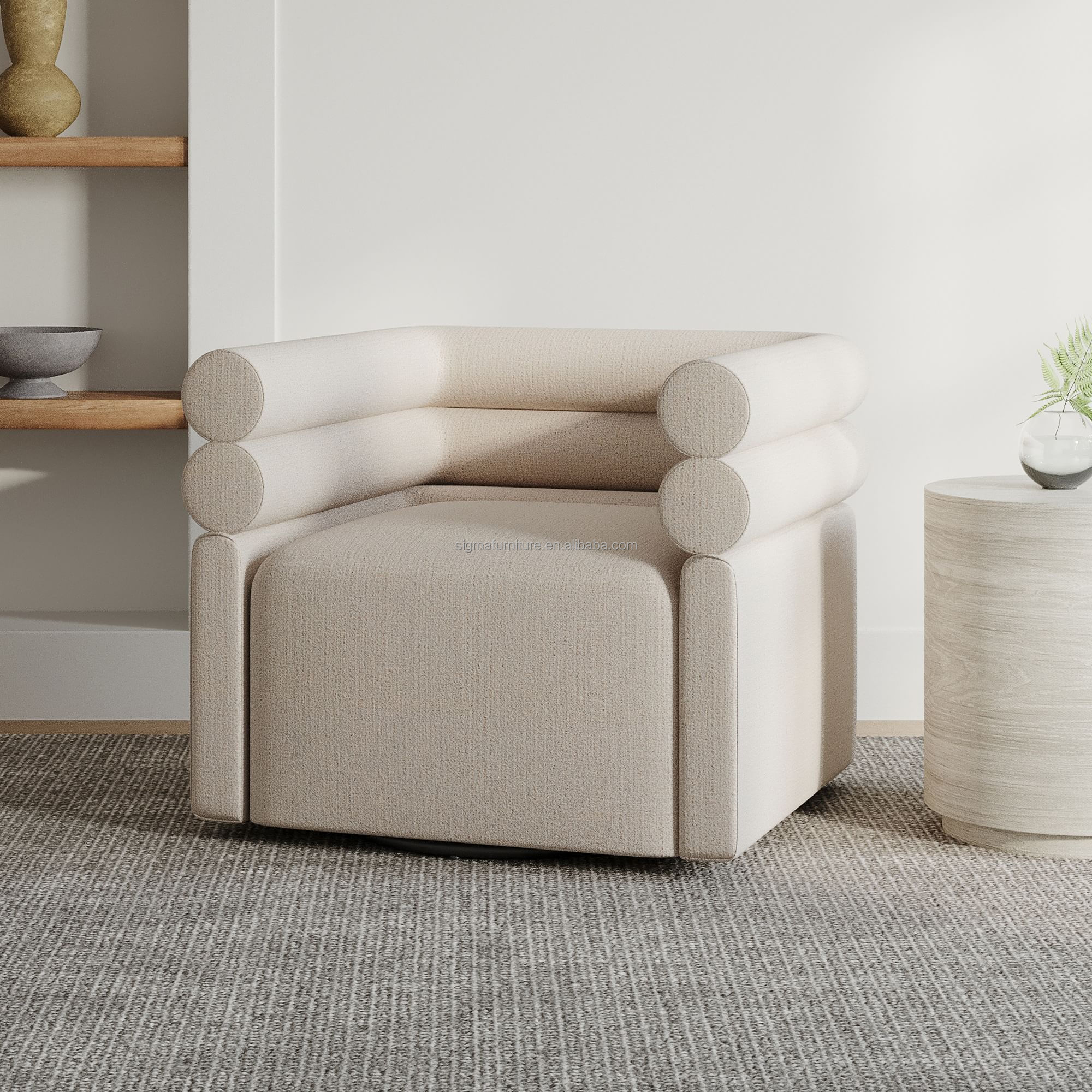 Living Room Furniture Modern Home Loft Hotel Use Double Channeled Swivel Chair