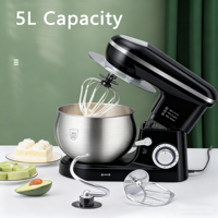 Batteur sur socle électrique avec prise américaine, boîtier en plastique ABS, mini capacité de 5 L, 6 vitesses, conception à tête inclinable, bol mélangeur de 400 W