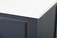 Meuble de salle de bain moderne de luxe de Dubaï, armoire en MDF bleu marine avec finition laquée, dessus en pierre reconstituée ou en marbre artificiel
