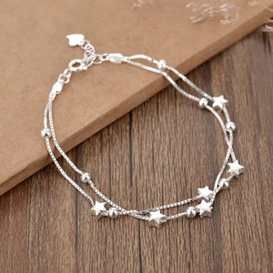 Bracciale a sfera in argento sterling 925 per donna, alla moda, coreano, regolabile, a doppio strato, con perline, gioiello con ciondolo per feste, idea regalo - Product Image 5