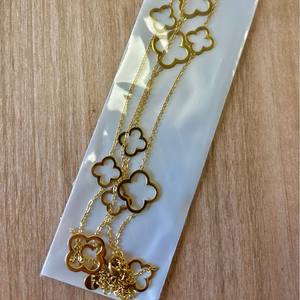 不锈钢长金三叶草项链空心花毛衣链无光泽防水饰品时尚女装项链 - Product Image 1