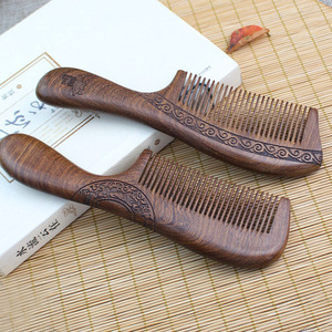 Golden Sandalwood <b>Wooden</b> <b>Comb</b> Carved Long Hair <b>Comb</b> For Men Women Couples Elders Gift - Product Image 2