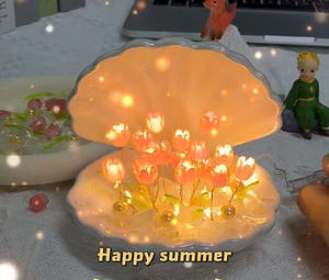 Hecho a mano diseño moderno DIY Shell tulipán luz de noche LED atmósfera tulipán lámpara ABS Material tamaño mediano - Product Image 5