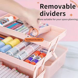 Three-Layer Multipurpose Storage 2 Trays Folding Tool Art Crafts Case <b>Sewing</b> Supplies Organizer Medicine <b>Box</b> Custom Logo - Product Image 4