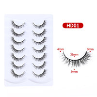 Nouveau 7 paires de cils de vison Aspect naturel Faux cils Wispy Cat EyeFluffy 3D Mink Lashes Natural False Strip Lashes