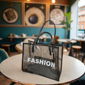 Bolso de mano de PVC transparente a la moda para mujer, bolso de hombro impermeable de gran capacidad, monedero transparente elegante para el trabajo y el uso diario - Product Image 1