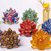 Statue de renard à neuf queues en cristal naturel et résine époxy, figurine de renard en améthyste et quartz rose pour la guérison, décoration Feng Shui et cadeau