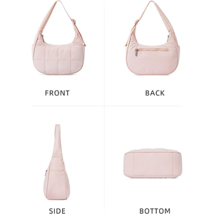 女式尼龙手提包单肩包带可调节肩带大容量便携耐用条纹装饰 - Product Image 6