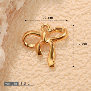 Custom DIY Luxury14k 18k Gold Plated 316L Stainless Steel <b>Bow</b> Charms for Jewelry Necklace Bracelet Bulk Jewelry Making - Product Image 6