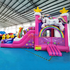 Château gonflable combiné pour enfants, avec toboggan, pour fêtes humides ou sèches, en forme de gâteau d'anniversaire - Product Image 6