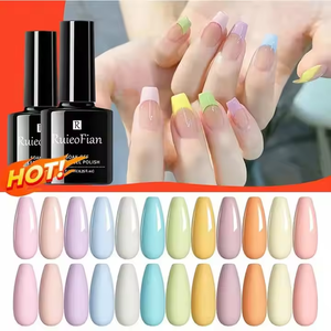 Ensemble de vernis à <span class=keywords><strong>ongles</strong></span> <span class=keywords><strong>Macaron</strong></span> 12 couleurs <span class=keywords><strong>pour</strong></span> printemps été poudre de bonbon bleu colle imbibée bouteille de lampe à LED de style bricolage français - Product Image 4