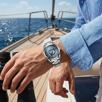 Montre pour homme de luxe, sport, affaires, chronographe, bracelet en acier inoxydable, aiguilles lumineuses, mouvement mécanique